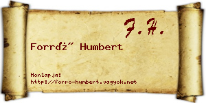 Forró Humbert névjegykártya